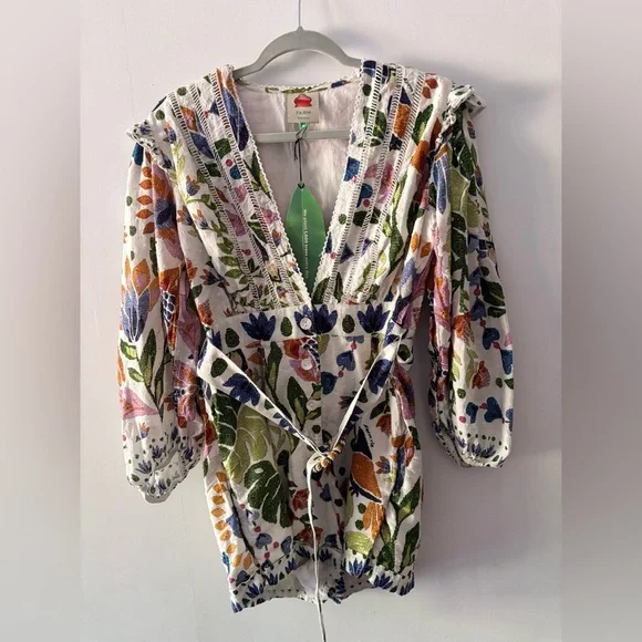 FARM Rio Multicolor Embroidered Romper - Picture 2 of 8